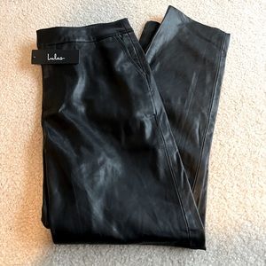 Lulu’s Women’s Open Minded Black Vegan Leather Pants